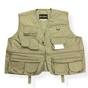 Vintage Remington Fly Fishing Vest Men's Size‎ XL Beige Hunting Utility Khaki